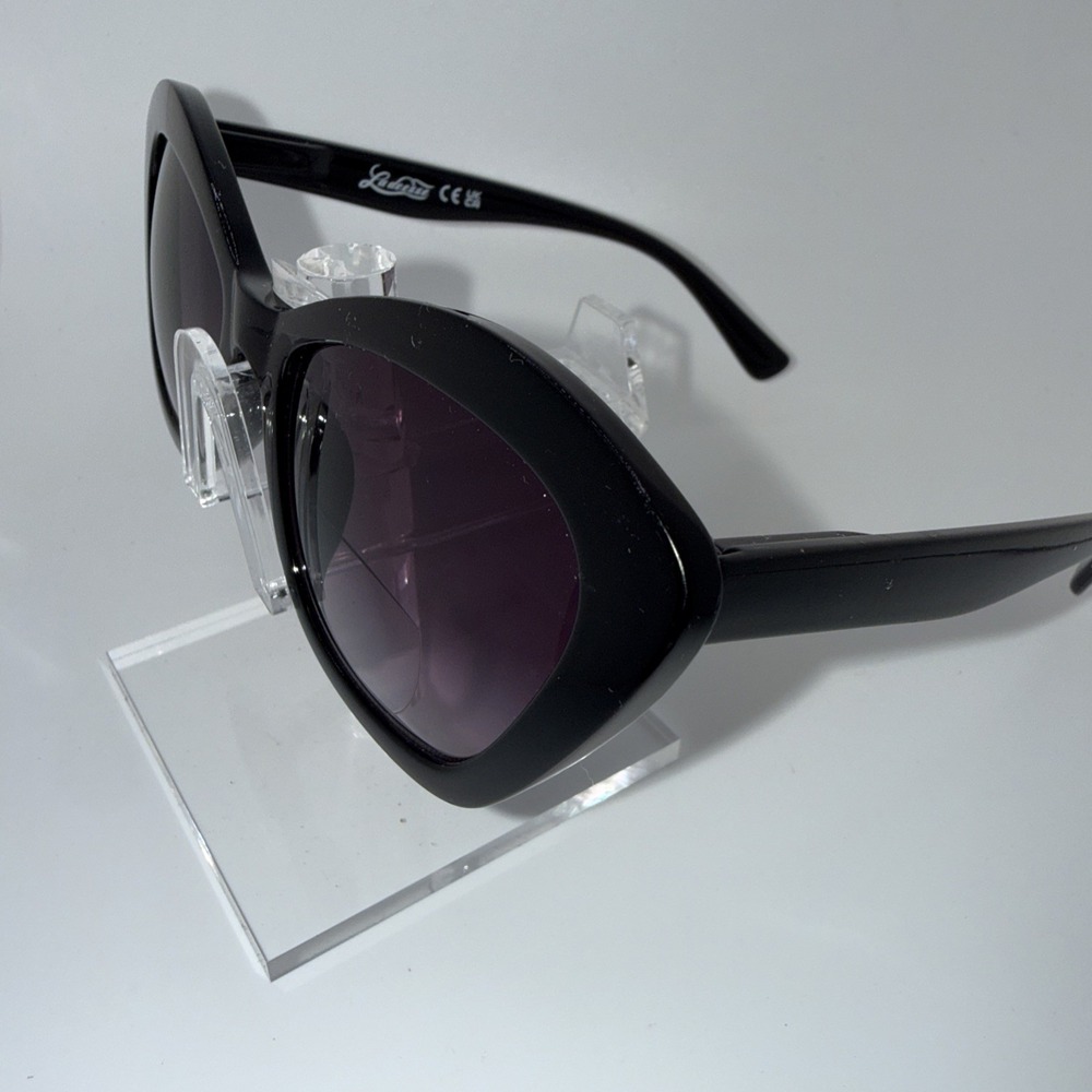 LA DEESSE Luxury Designer Sunglass Readers +2.00 Black Oversized Frame Cat Eye